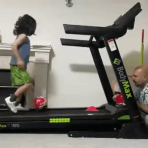 Indoor training of aspiring soccer players.