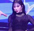 Black see-through turn skirt. Cherry Bullet Jiwon.