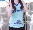 Close-up sleeveless black shorts. Cheerleader Jung Heejung.