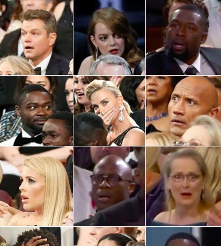 Screenshot of stars captured in controversial moments at the Oscars yesterday.jpg