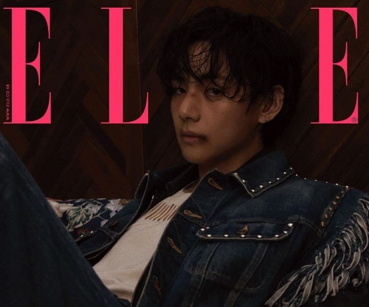 BTS V's photoshoot at Elle Magazine's office building