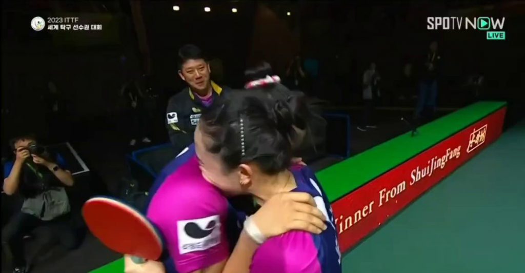 (SOUND)They beat China in women's doubles to advance to the finalsThank you