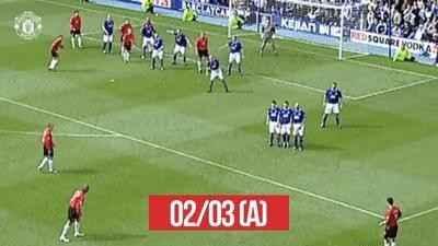 Free kick trajectory following David Beckham's stepping foot.gif