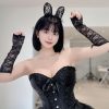 Black corset ballerina look cosplay costume short hair Naridong cleavage