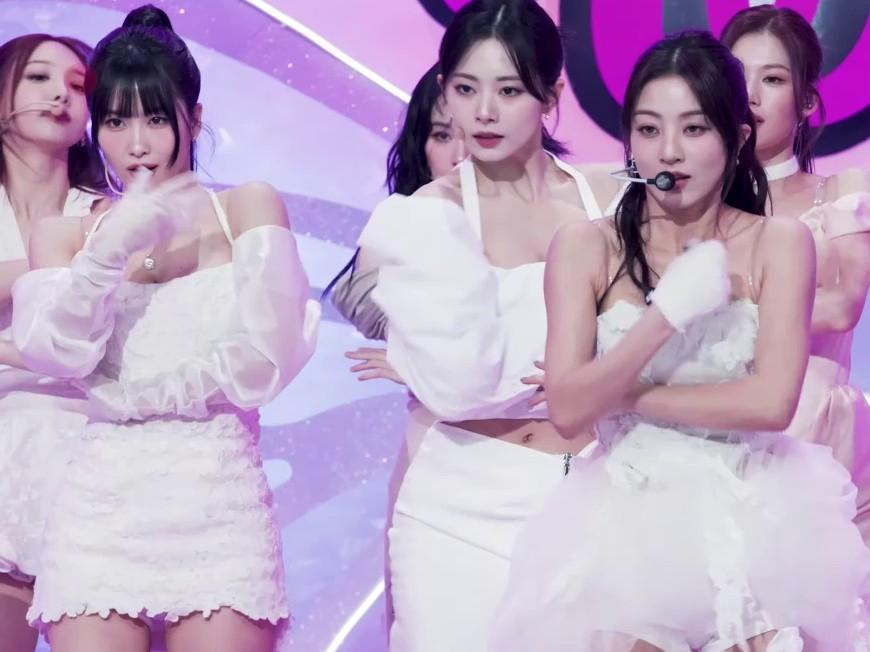 Twice all white outfit cleavage party